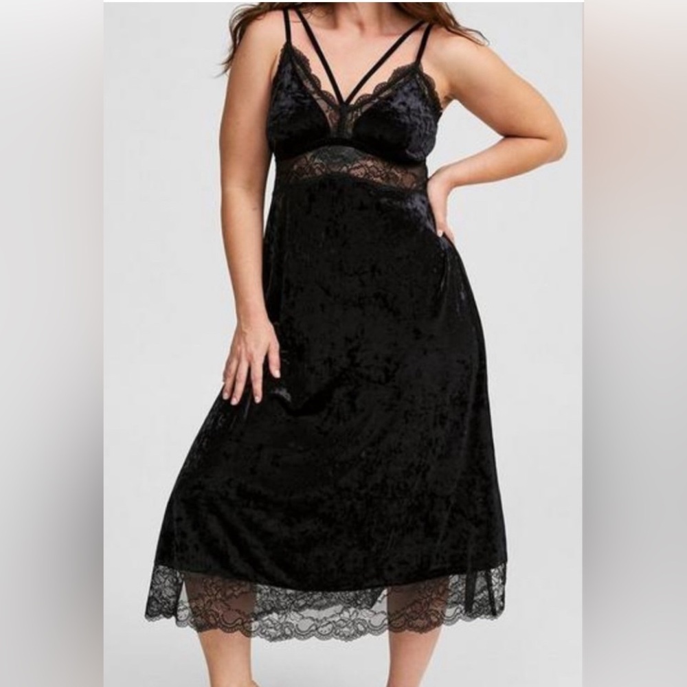 Torrid Velour Lace Maxi Slip Dress 00